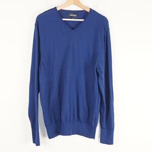 Bonobos 100% Extra Fine Merino Wool Blue V neck Sweater Mens Sz XL